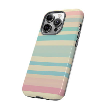 Pastel Striped Tough Phone Case – Protective Retro Rainbow Design