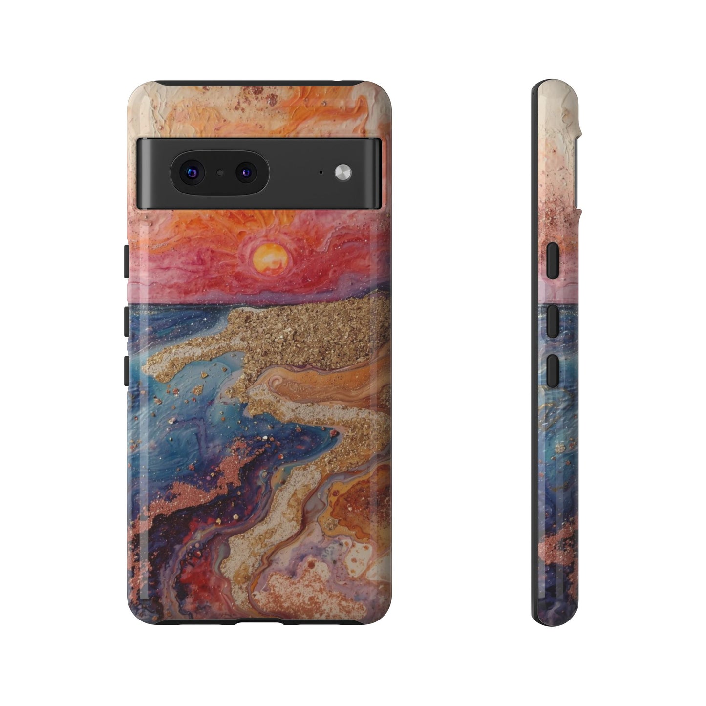 Sunset Coast Phone Case — Colorful Abstract Beach Art Tough Case