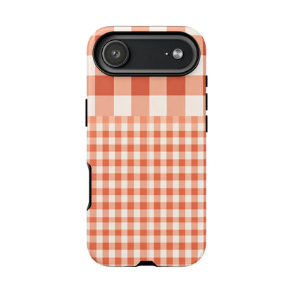 Buffalo Check Tough Phone Case — Orange Gingham Protective Cover