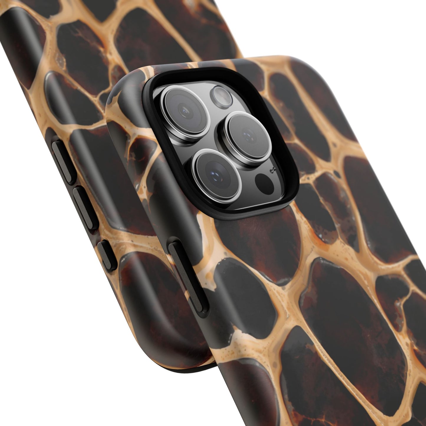 Phone Case — Brown Leather Dot Texture Rugged Protective Cover