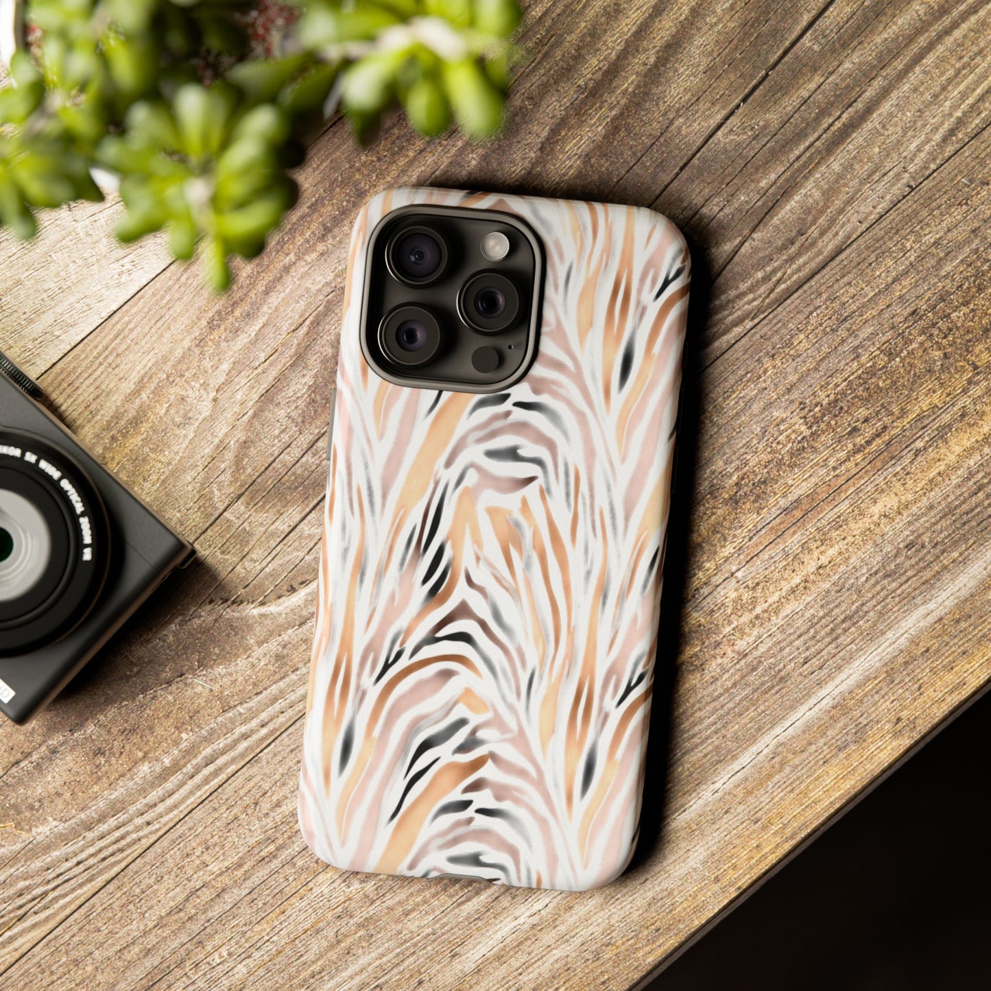 Tough Case — Neutral Watercolor Tiger Stripe Phone Case