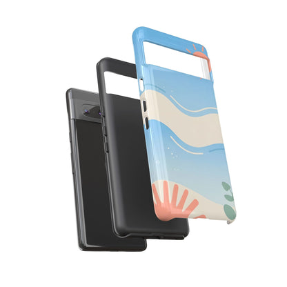 Beach Waves Tough Phone Case — Summer Sun & Seashell Protective Cover
