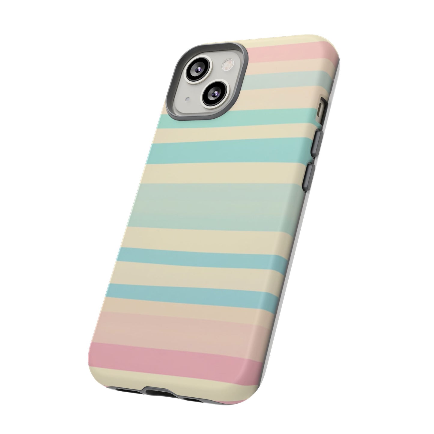 Pastel Striped Tough Phone Case – Protective Retro Rainbow Design