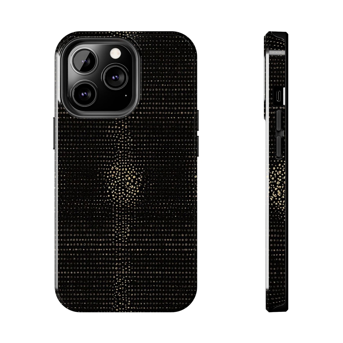 Tough Phone Case — Black Textured Metallic Dot Shield