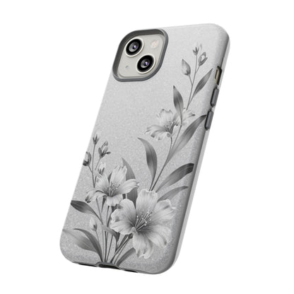 Floral Monochrome Phone Case — Elegant Black & White Lily Design