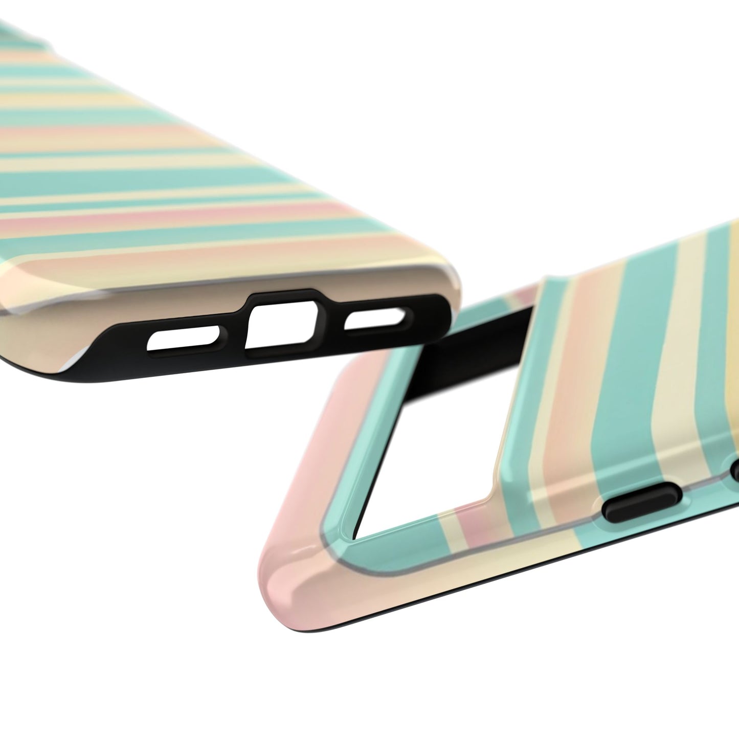 Pastel Striped Tough Phone Case — Mint, Peach & Cream Protective Cover