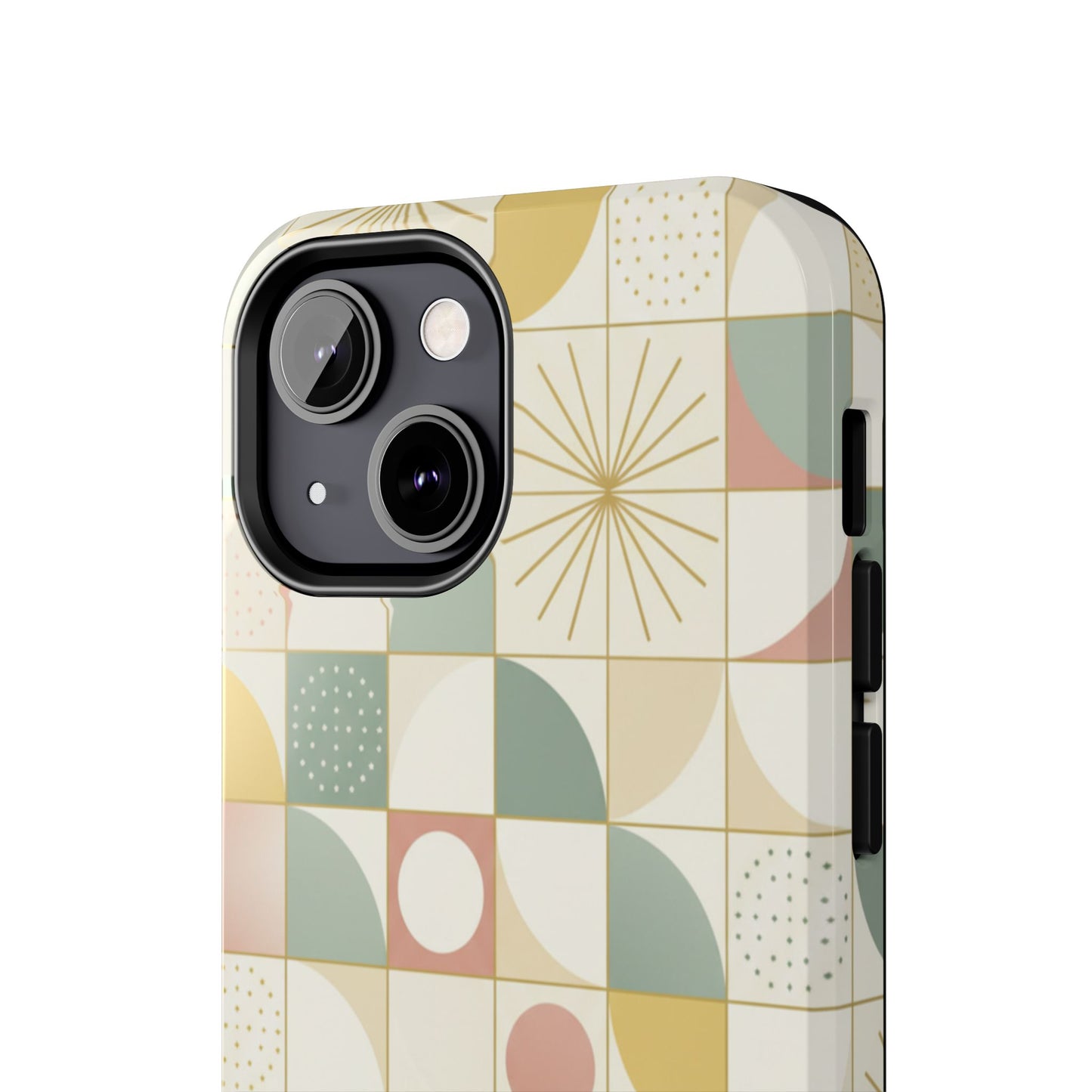 Retro Geometric Tough Phone Case — Pastel Midcentury Pattern
