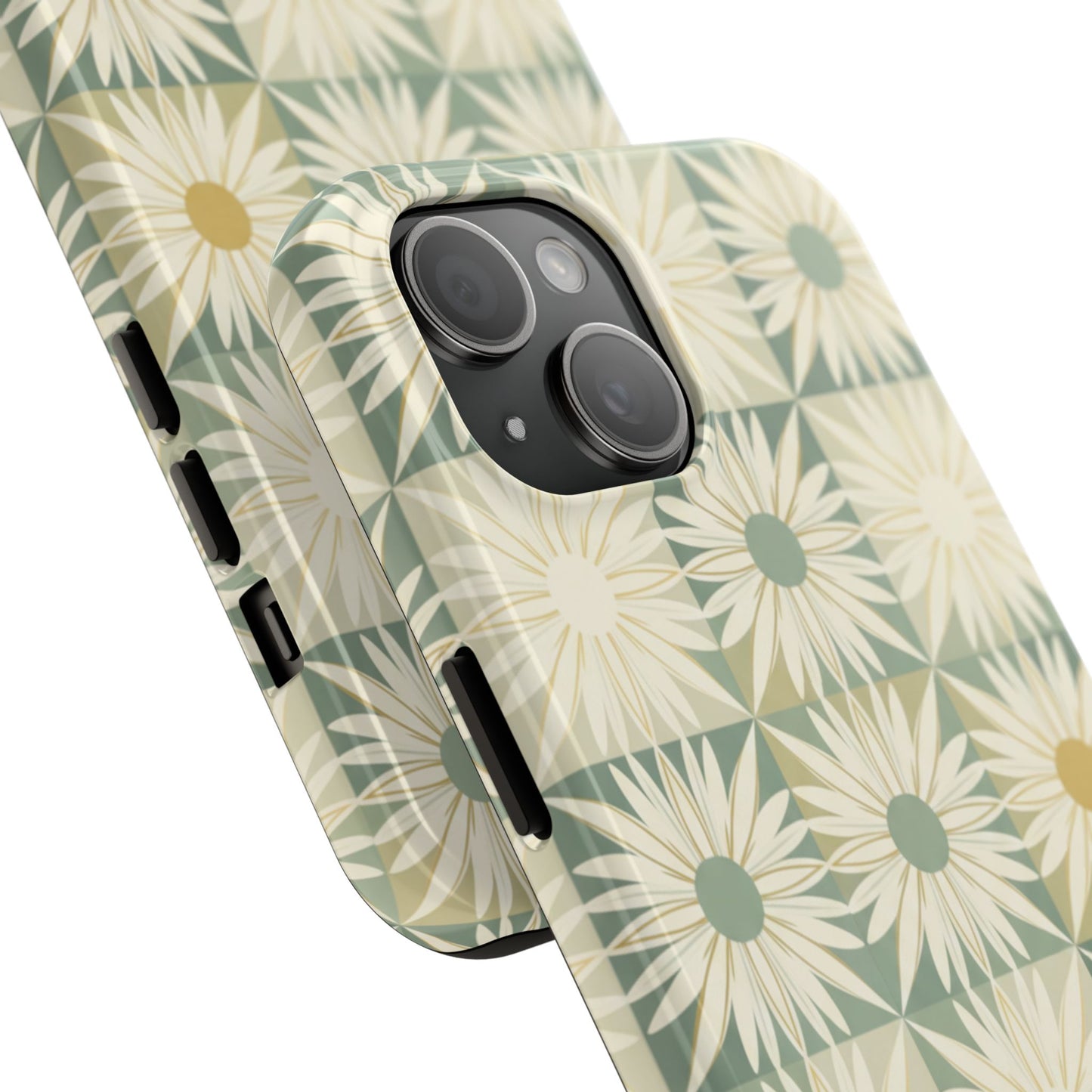 Retro Daisy Tough Phone Case — Vintage Floral Protective Cover for iPhone