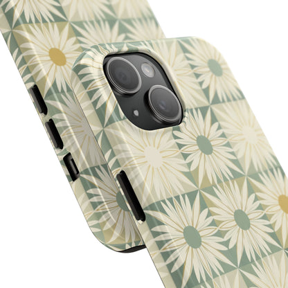 Retro Daisy Tough Phone Case — Vintage Floral Protective Cover for iPhone