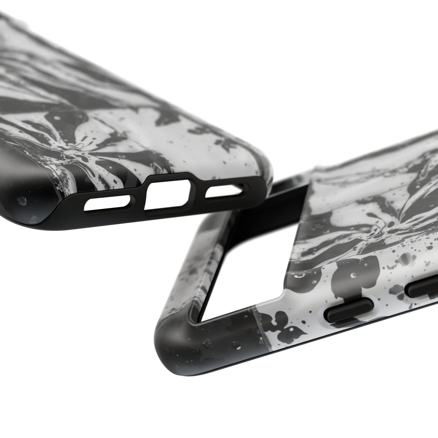 Monochrome Tile Floral Tough Phone Case