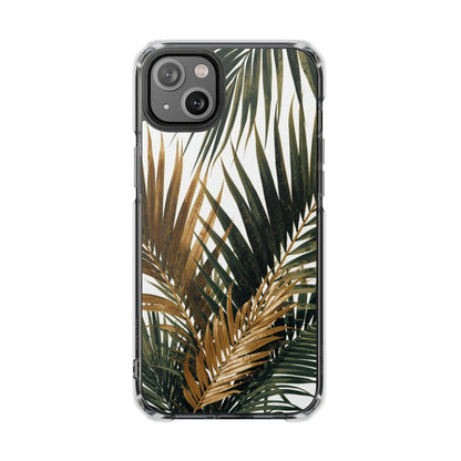 Clear Magnetic Phone Case with Tropical Palm Leaves Design