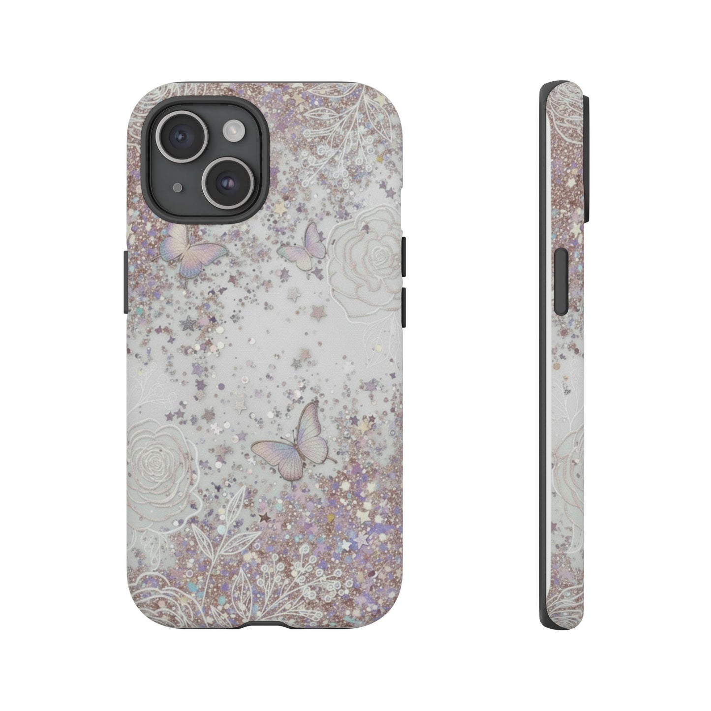 Butterfly Glitter Tough Phone Case — Floral Sparkle Protective Case