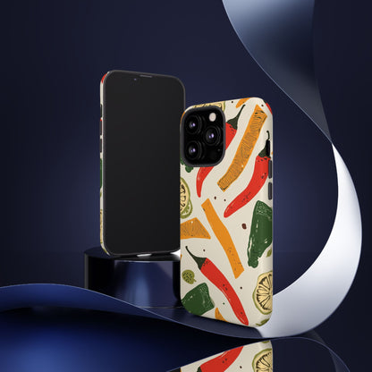 Spicy Peppers Phone Case – Colorful Chili, Lime & Citrus Pattern