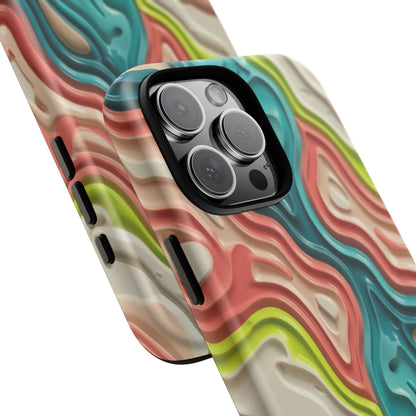 Abstract Contour Phone Case — Colorful Topographic Pattern Tough Case