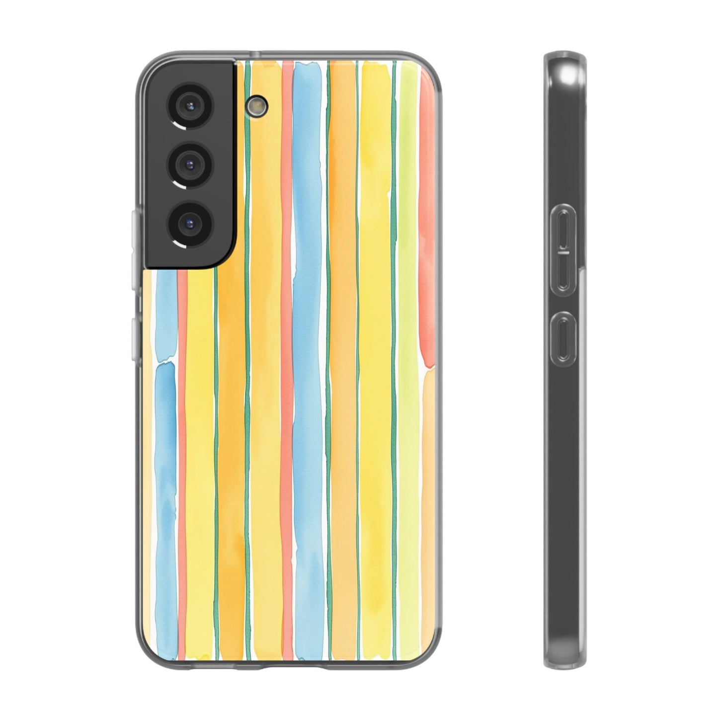 Watercolor Stripe Phone Case — Bright Pastel Vertical Stripes Protective Flexi Case