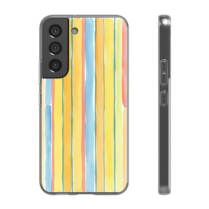 Watercolor Stripe Phone Case — Bright Pastel Vertical Stripes Protective Flexi Case