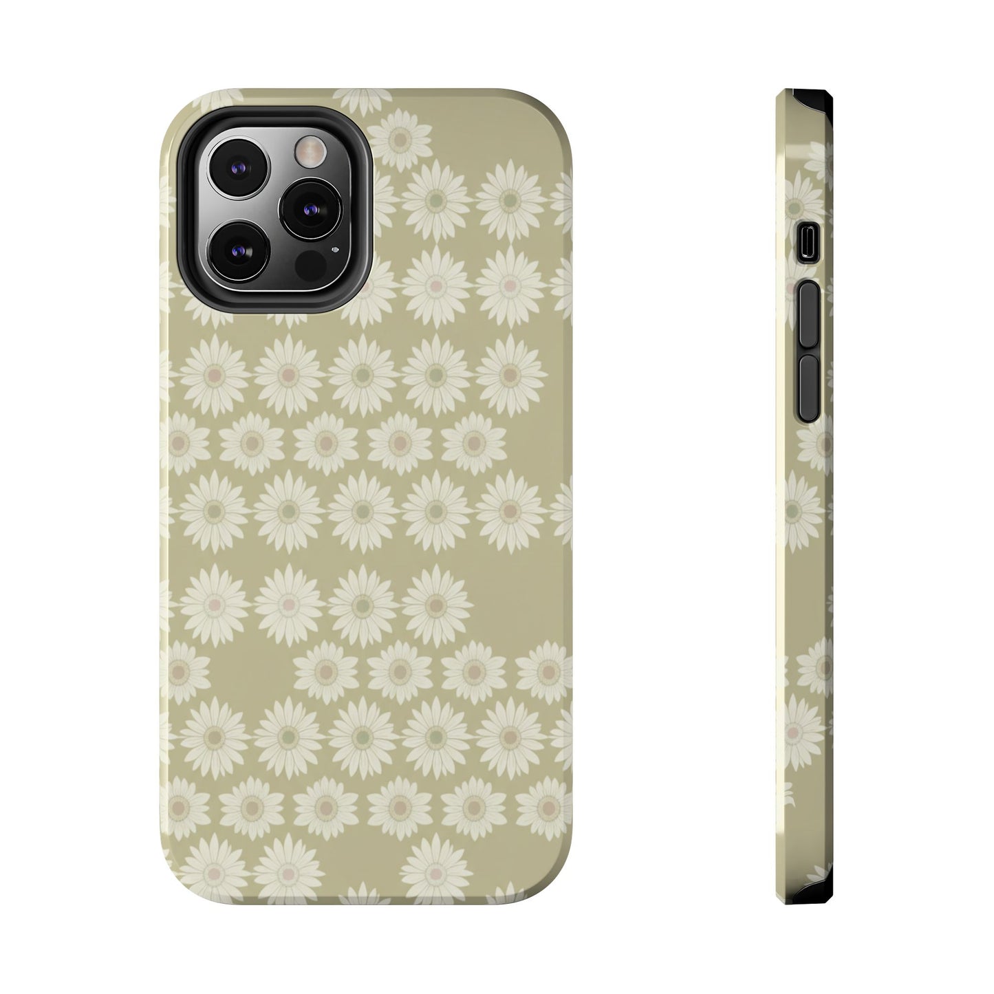 Daisy Pattern Tough Phone Case — Protective Floral iPhone Cover
