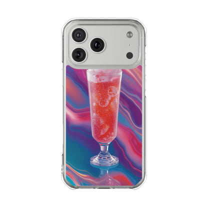 Clear Magnetic Phone Case — Retro Pink Soda Float Design