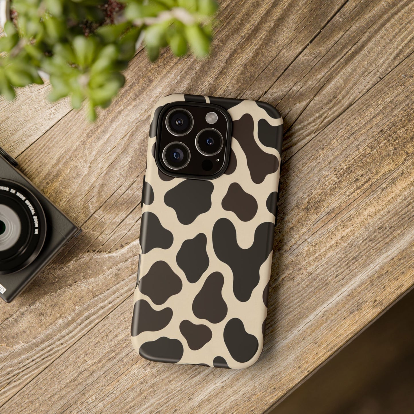 Cow Print Phone Case — Black & Cream Protective  Case