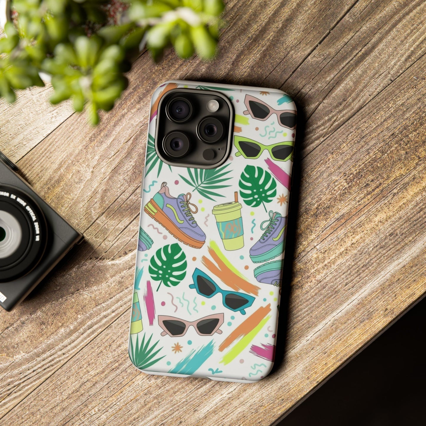 Tough Cases — Colorful Retro Sneakers & Sunglasses Phone Case