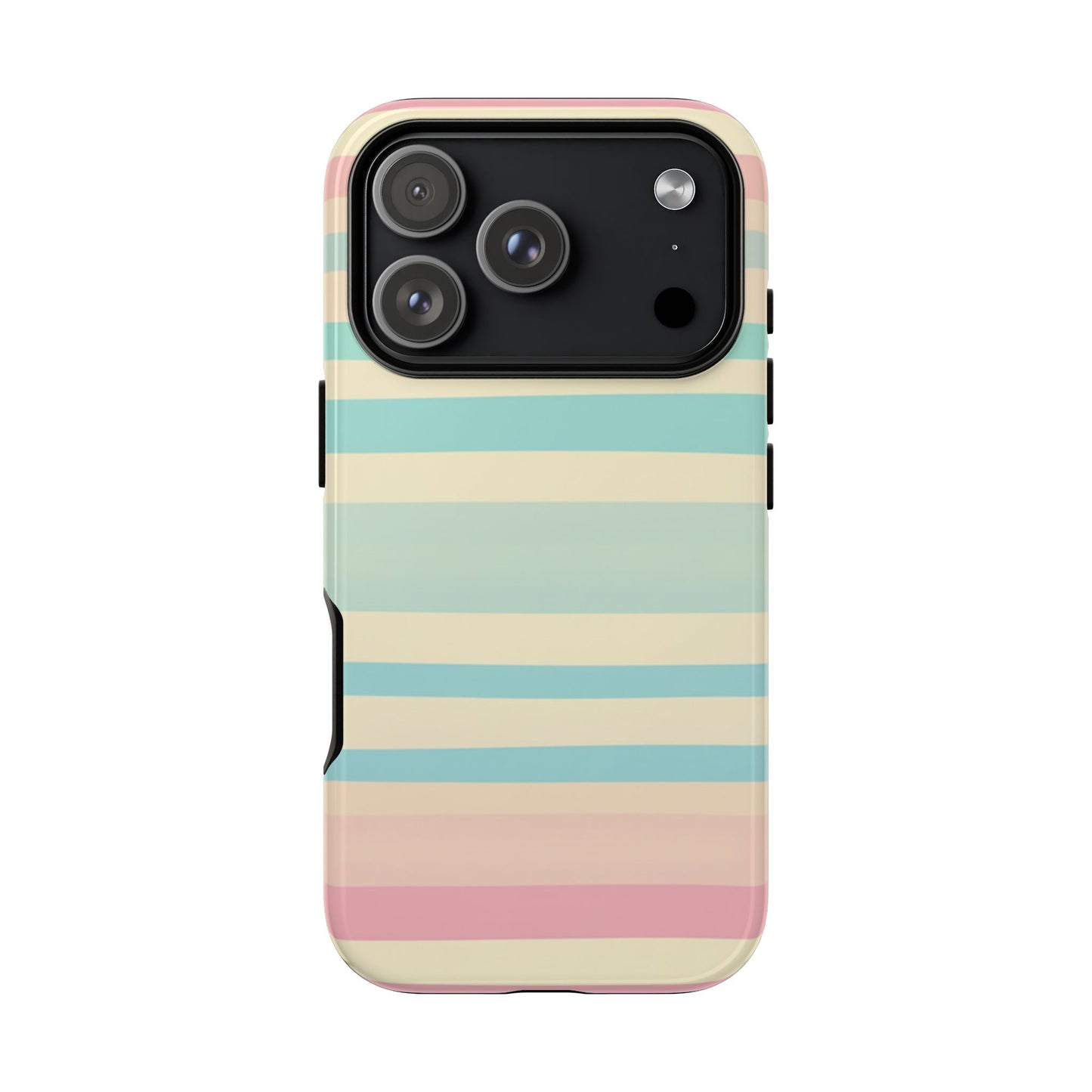 Pastel Striped Tough Phone Case – Protective Retro Rainbow Design
