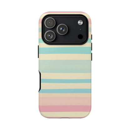 Pastel Striped Tough Phone Case – Protective Retro Rainbow Design