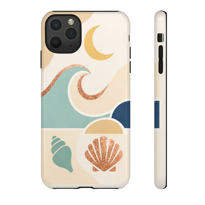 Sea Breeze Tough Phone Case — Retro Waves & Shells Design
