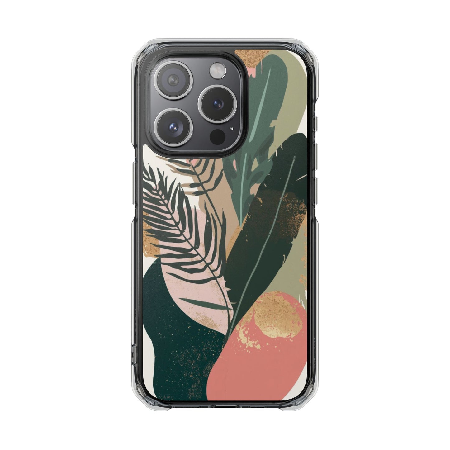 Clear Magnetic Phone Case — Abstract Botanical Leaves Design
