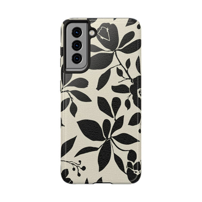 Tough Phone Case — Black Floral Silhouette Protective Cover