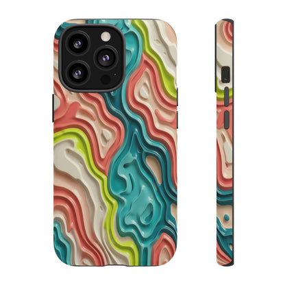 Abstract Contour Phone Case — Colorful Topographic Pattern Tough Case