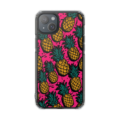 Pineapple Pop Clear Magnetic Phone Case — Impact-Resistant Tropical Design