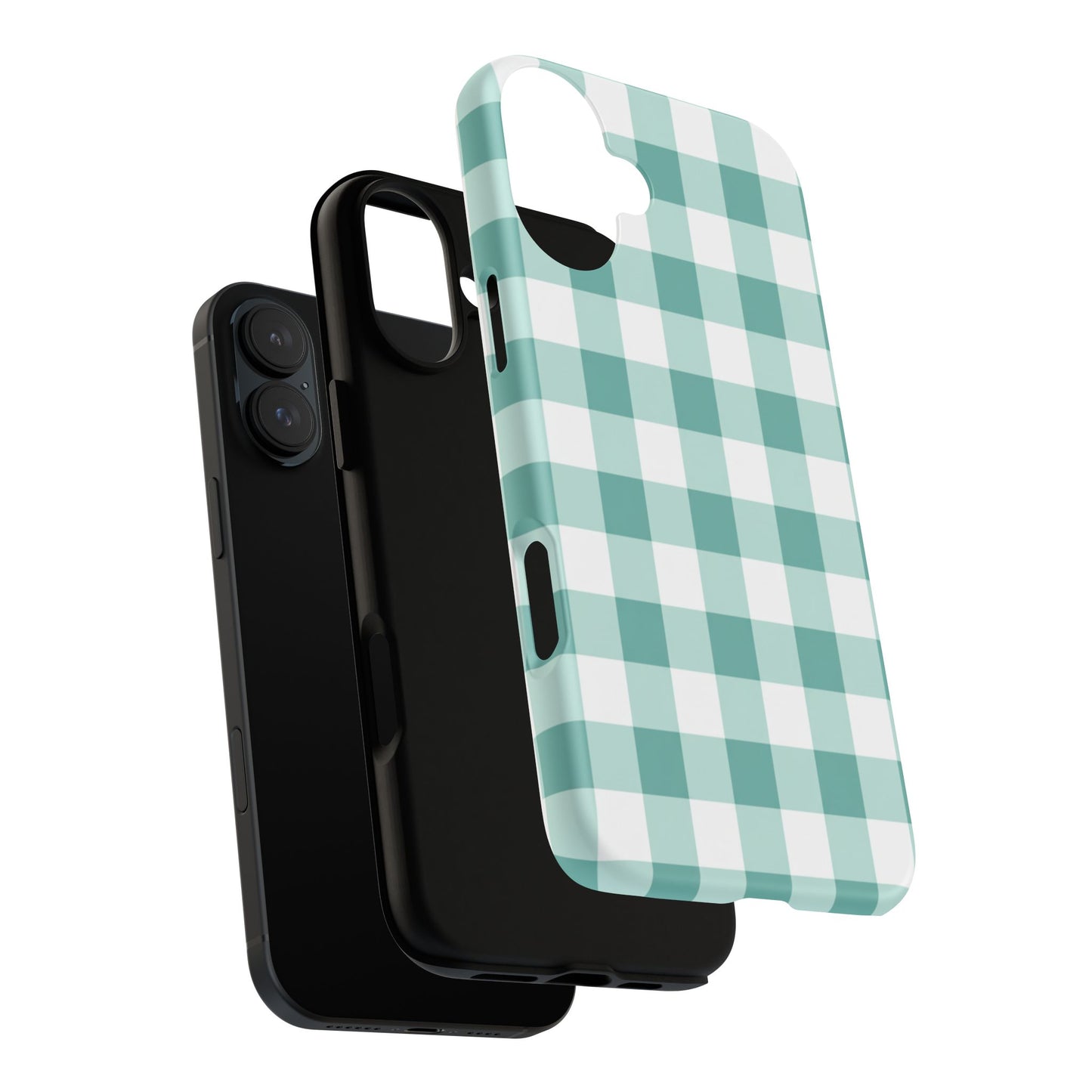 Mint Green Buffalo Check Tough Phone Case — Durable Plaid Protective Cover