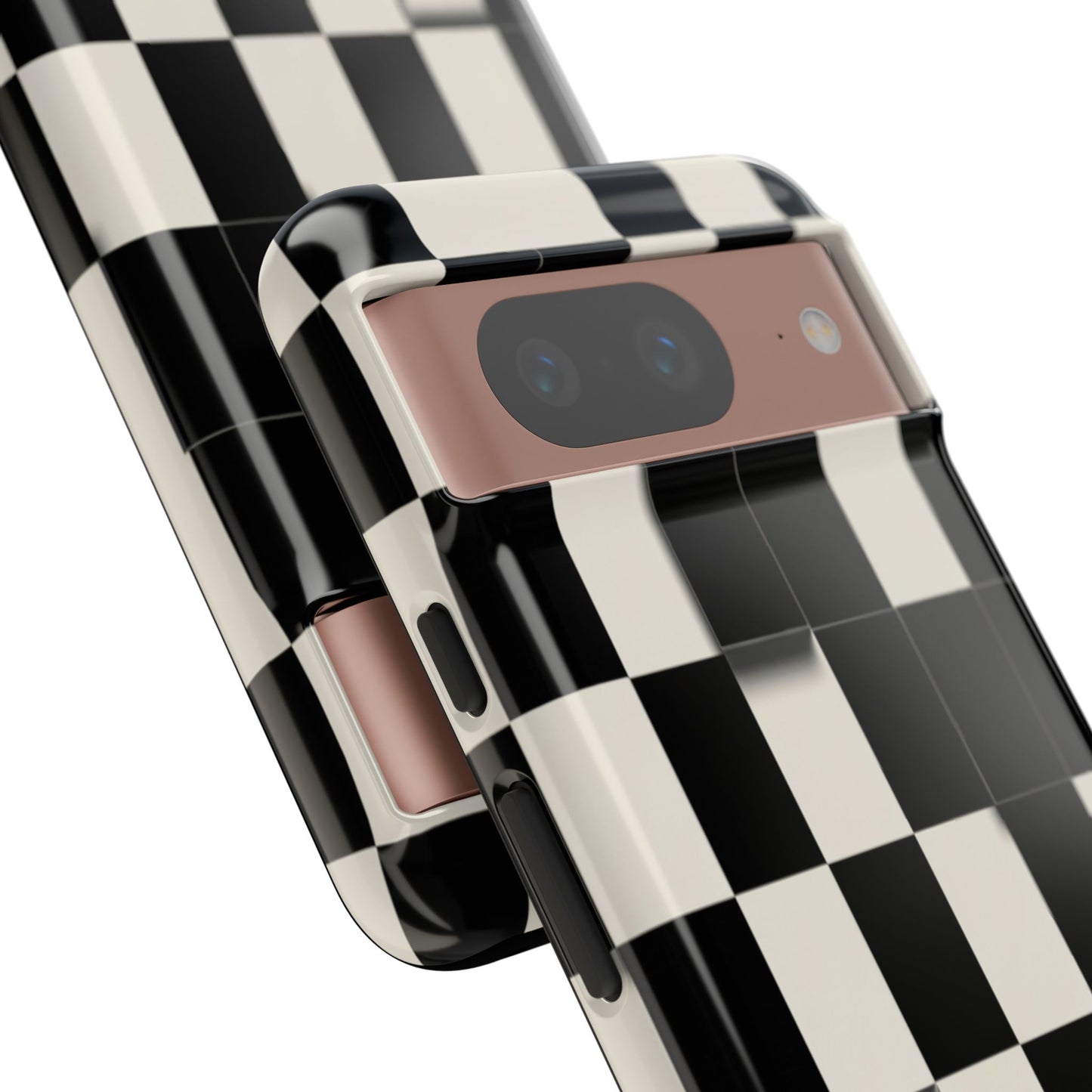 Checkerboard Tough Phone Case — Classic Black & Cream Grid Protective Cover