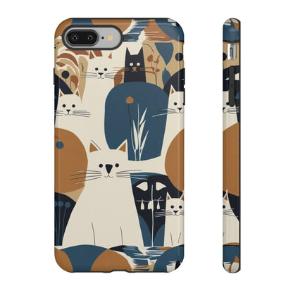 Cat Pattern Phone Case – Retro Abstract Cats Protective iPhone Cover