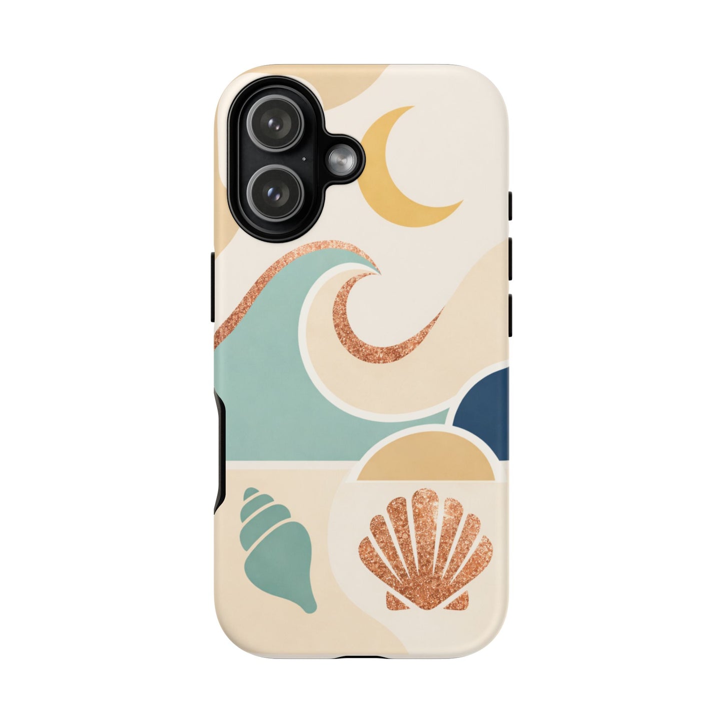 Sea Breeze Tough Phone Case — Retro Waves & Shells Design