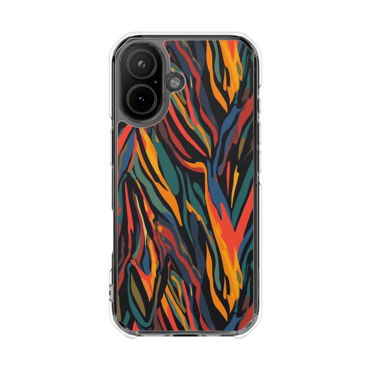 Clear Magnetic Phone Case — Abstract Flame Zebra Art