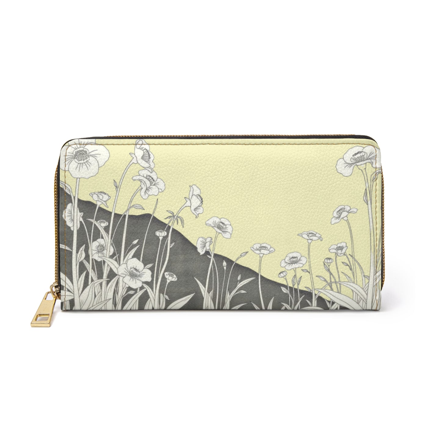 Floral Meadow Zipper Wallet — Yellow Poppy Print