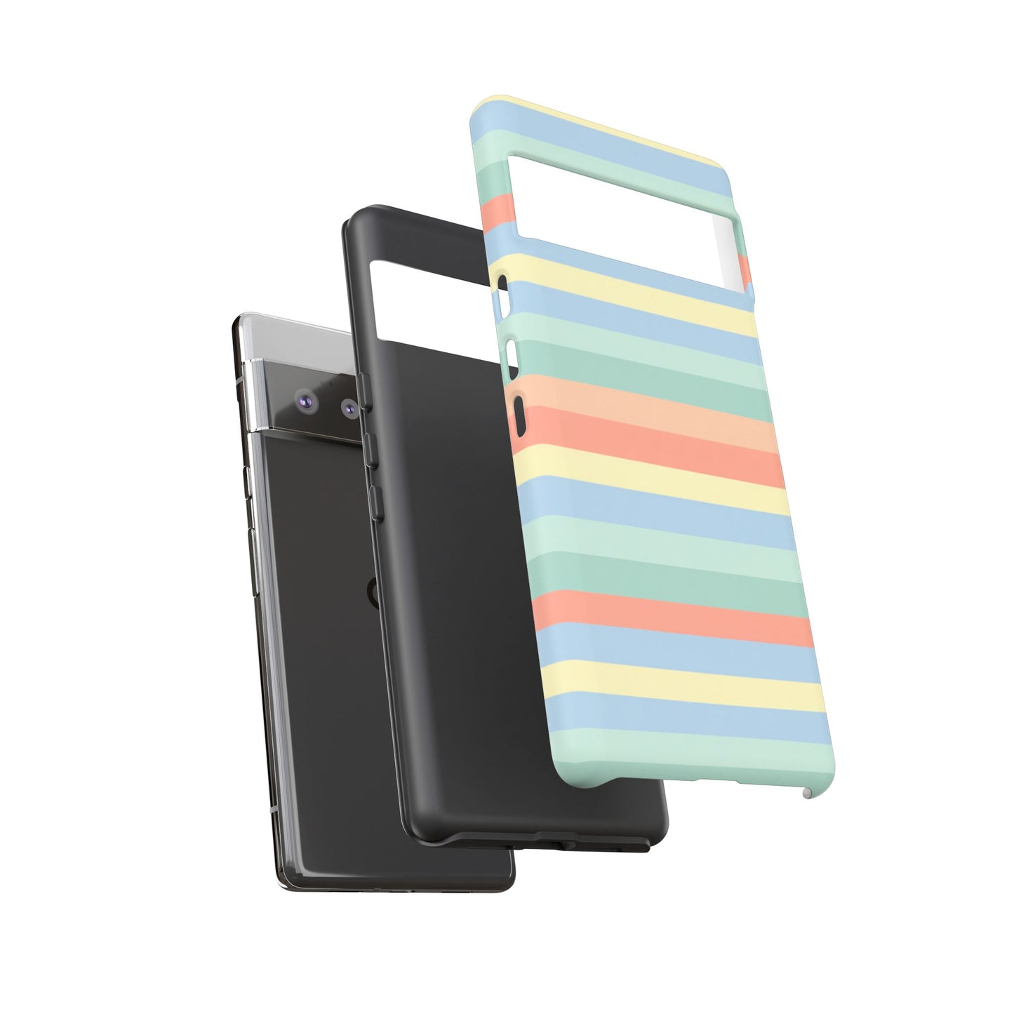 Pastel Striped Phone Case — Retro Horizontal Multi-Color Tough Case