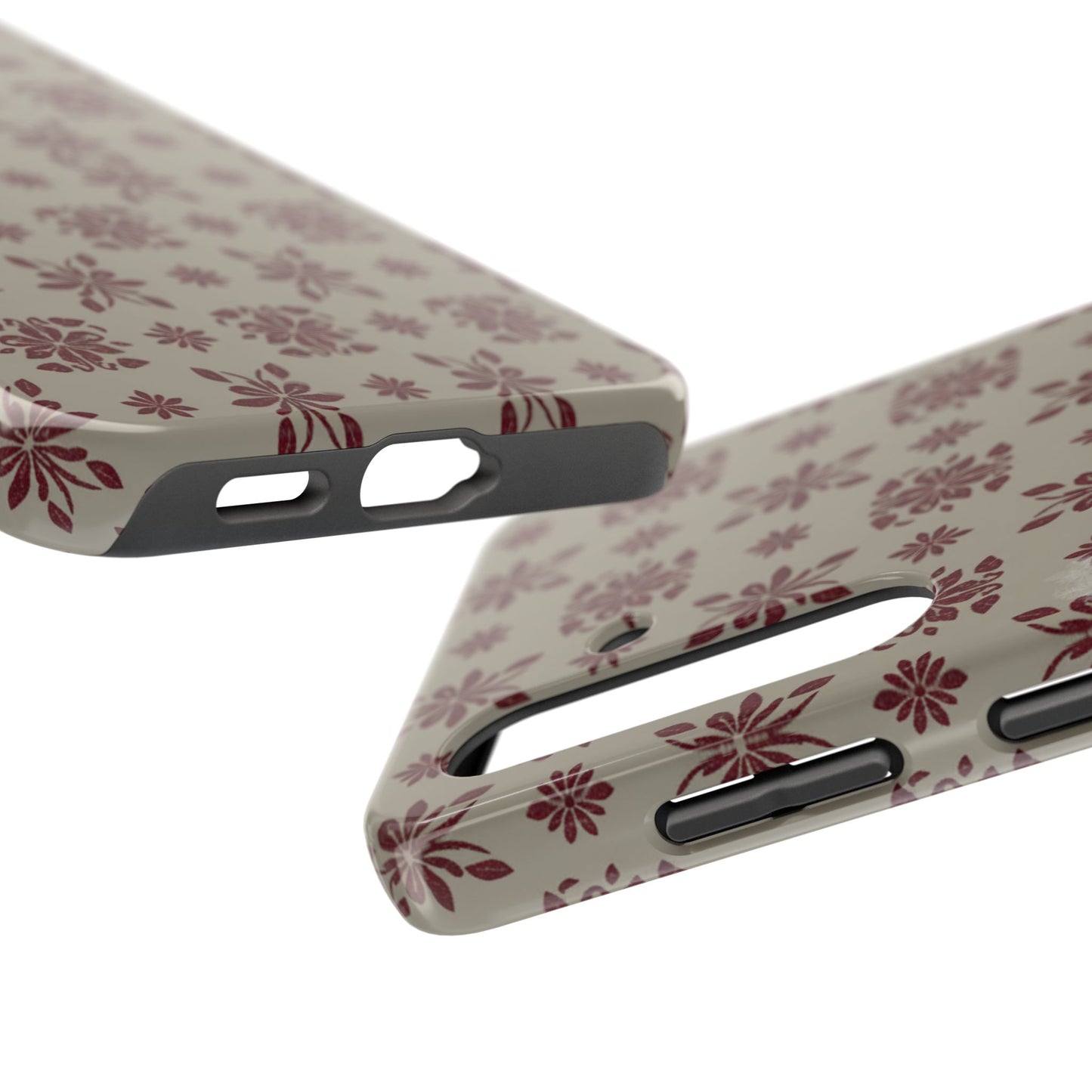 Tough Phone Case — Vintage Red Floral Pattern Protective Cover