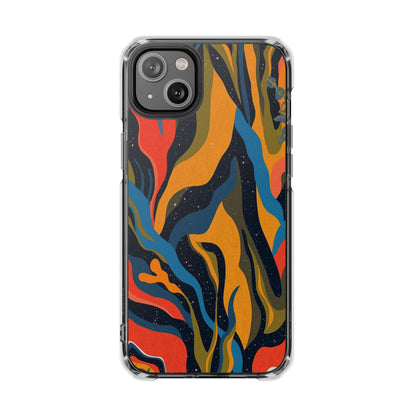 Clear Magnetic Phone Case — Retro Swirl Abstract Design