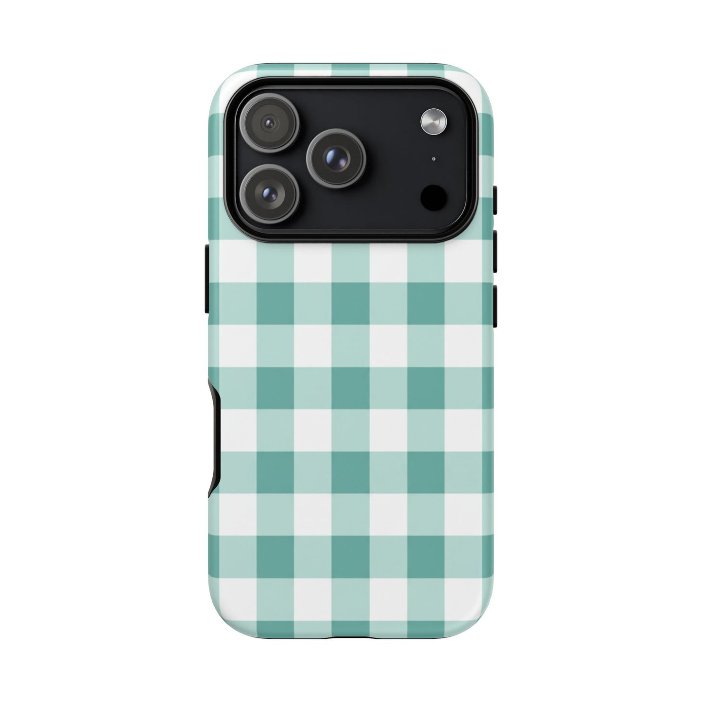 Mint Green Buffalo Check Tough Phone Case — Durable Plaid Protective Cover