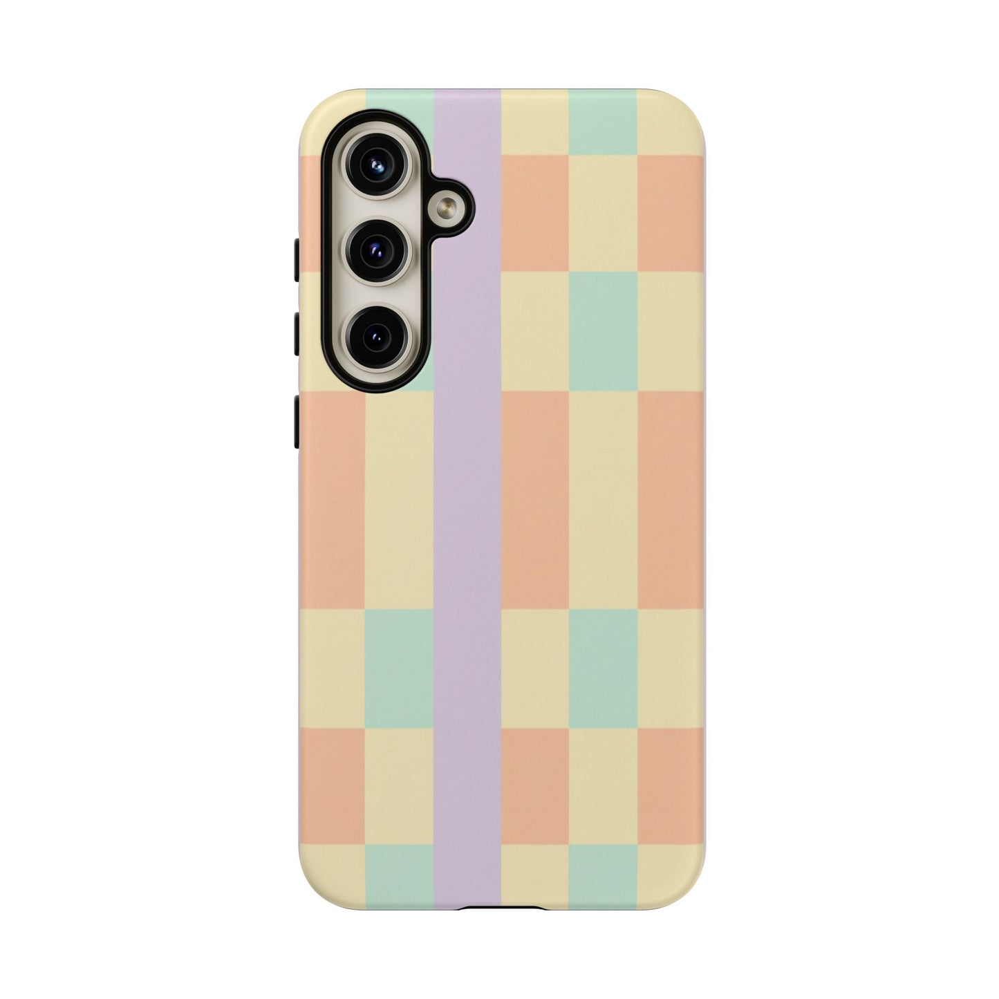 Pastel Checkered Phone Case — Retro Stripe Tough Case