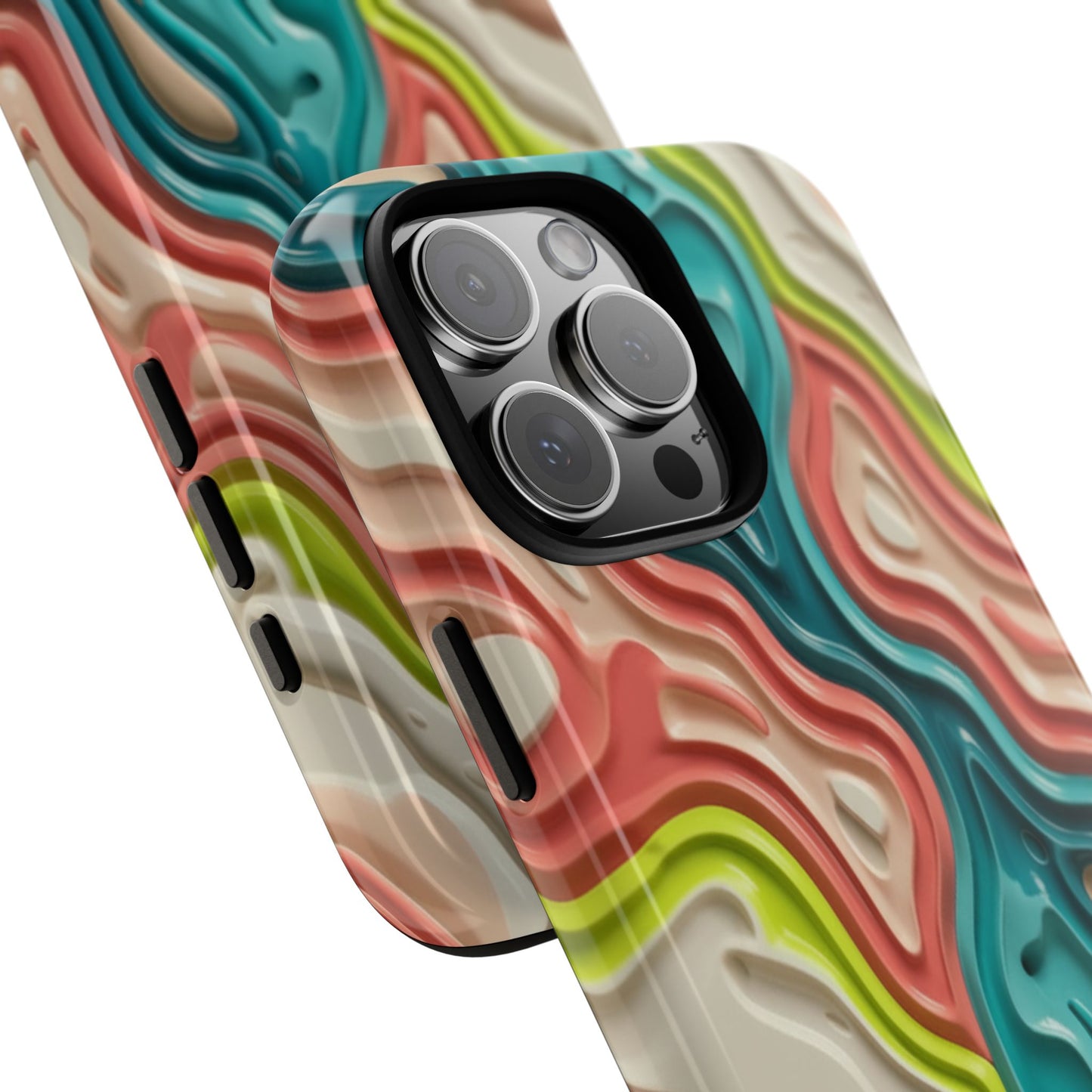 Abstract Contour Phone Case — Colorful Topographic Pattern Tough Case