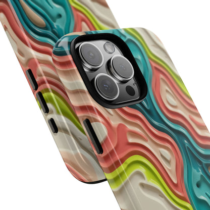 Abstract Contour Phone Case — Colorful Topographic Pattern Tough Case