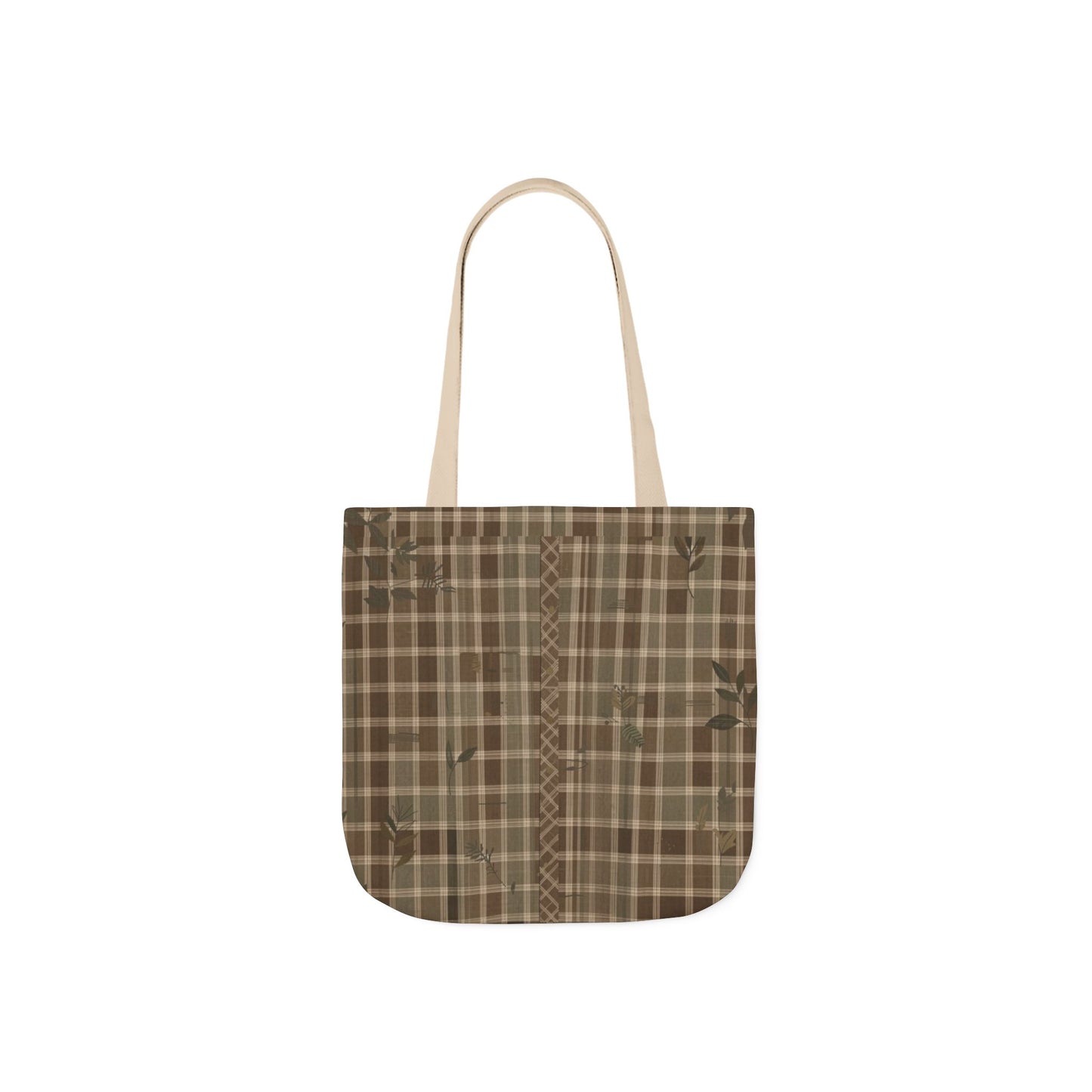 Plaid Canvas Tote Bag — Brown Rustic Checkered Market Bag