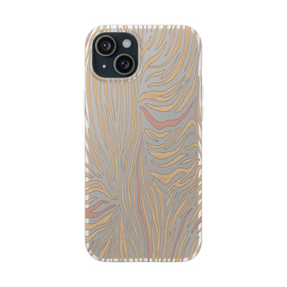 Neutral Zebra Print Flexi Case — Beige & Rose Gold Animal Pattern Phone Cover
