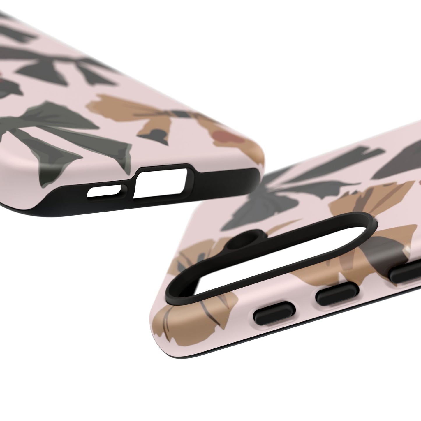 Bow Pattern Phone Case - Pink, Brown & Black Bows Protective Cover