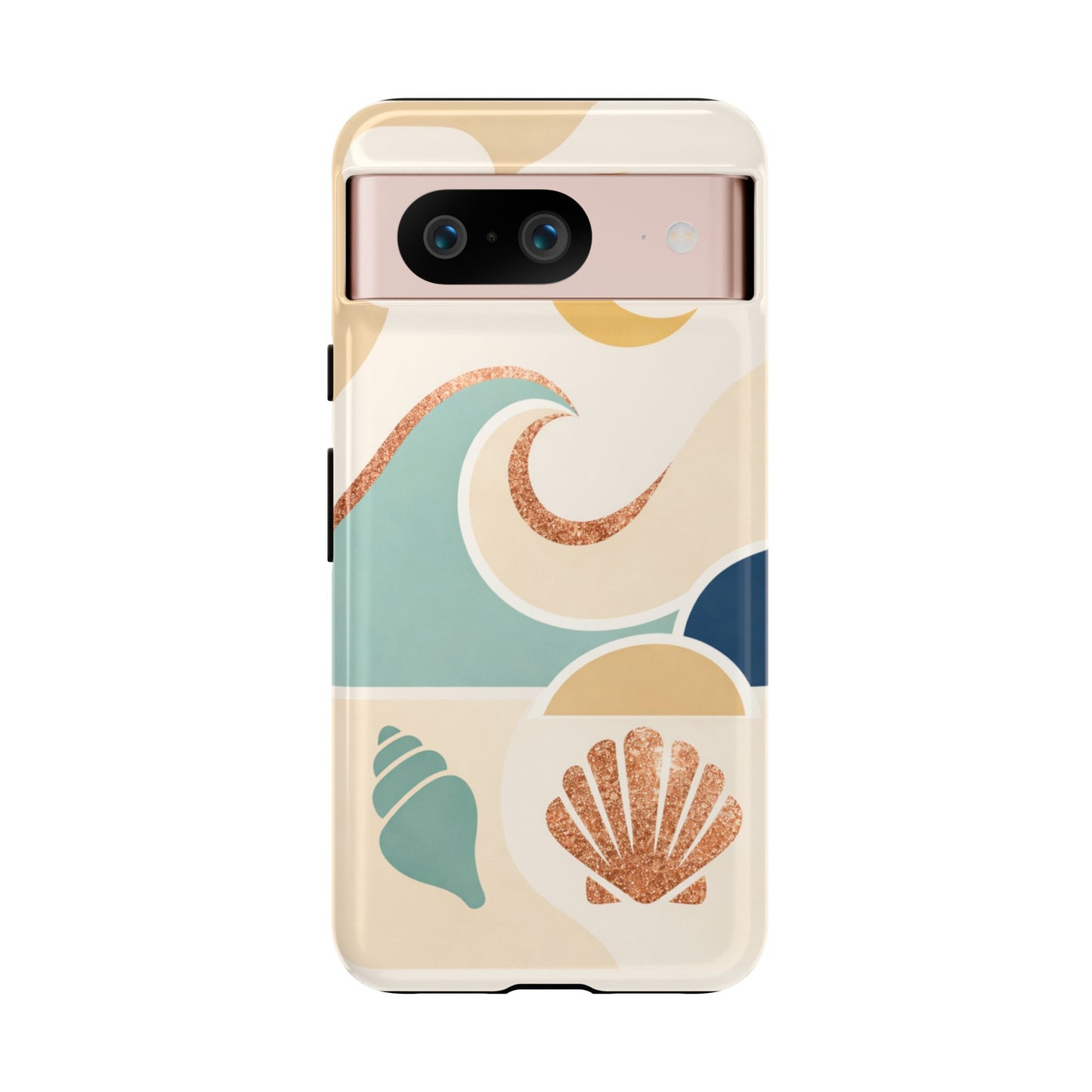Sea Breeze Tough Phone Case — Retro Waves & Shells Design