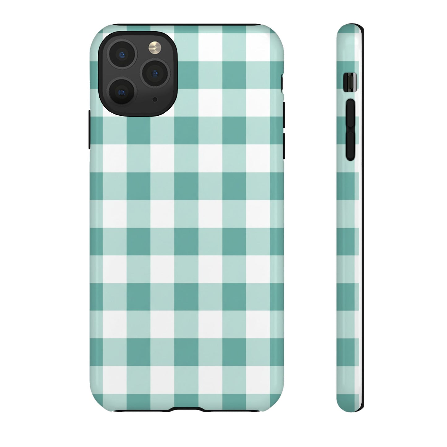 Mint Green Buffalo Check Tough Phone Case — Durable Plaid Protective Cover