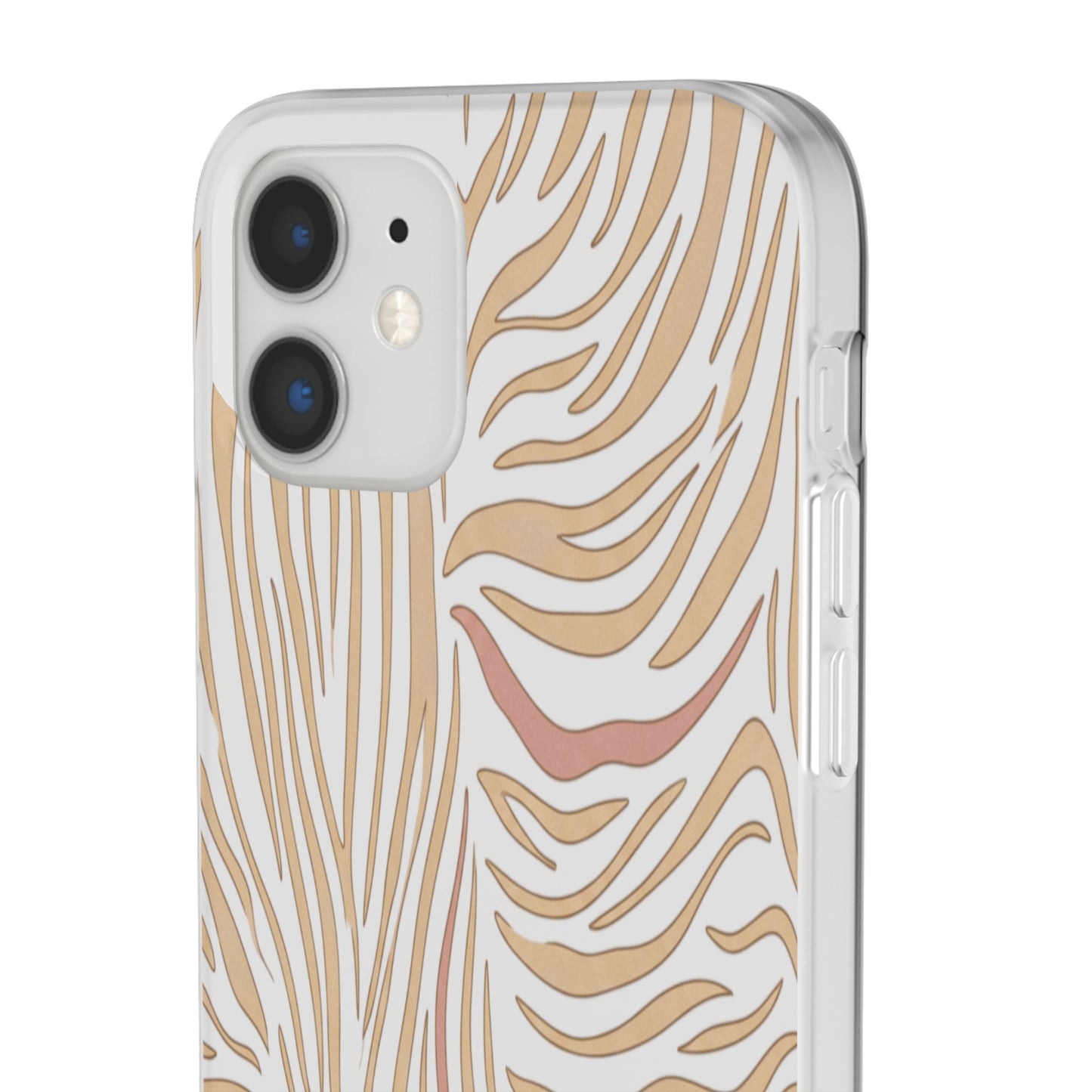 Neutral Zebra Print Flexi Case — Beige & Rose Gold Animal Pattern Phone Cover
